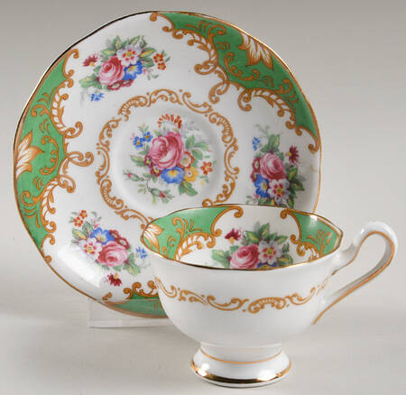 Albany Green Footed Demitasse Cup & Saucer Set