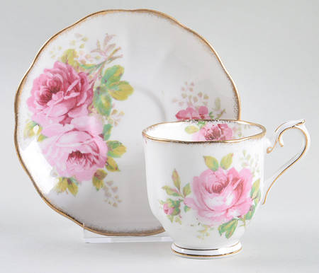 American Beauty (White Background) Footed Demitasse Cup & Saucer Set