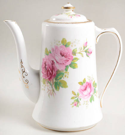 American Beauty (White Background) Coffee Pot & Lid