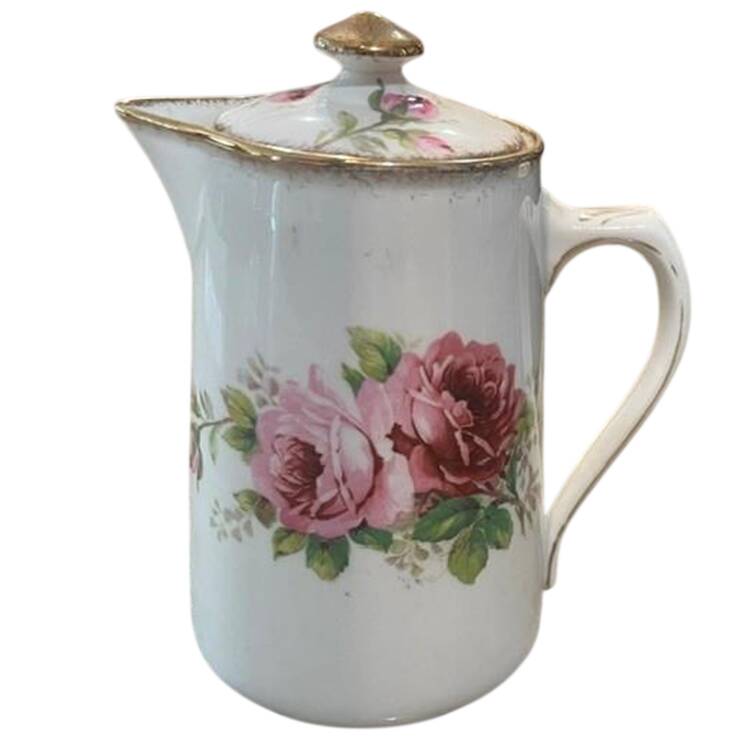 American Beauty (White Background) Small Coffee Pot & Lid