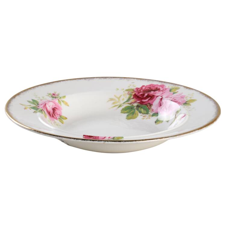 American Beauty (White Background) Rim Soup Bowl