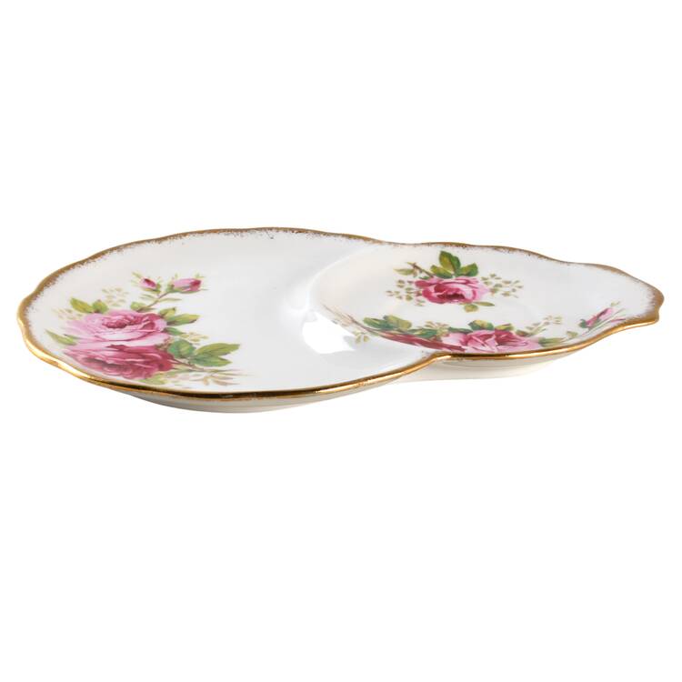 American Beauty (White Background) Plate for Dessert Plate & Cup Set