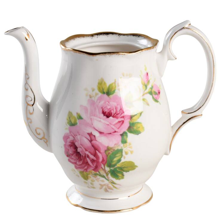 American Beauty (White Background) Small Coffee Pot No Lid