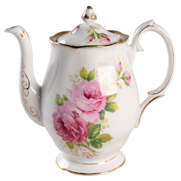 American Beauty (White Background) Small Coffee Pot & Lid