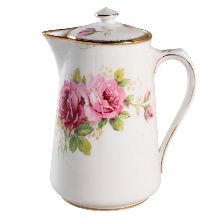 American Beauty (White Background) Small Coffee Pot & Lid