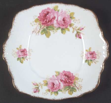 American Beauty (White Background) Square Handled Cake Plate