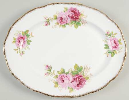 American Beauty (White Background) 12" Oval Serving Platter