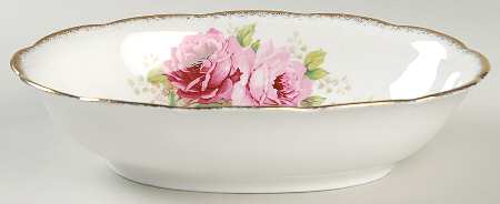American Beauty (White Background) 8" Oval Vegetable Bowl