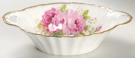 American Beauty (White Background) 8" Oval Sweet Meat Dish
