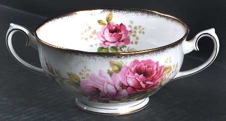 American Beauty (White Background) Footed Cream Soup Bowl