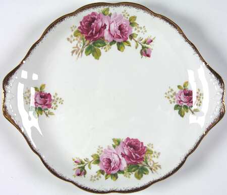 American Beauty (White Background) Handled Cake Plate