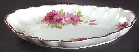 American Beauty (White Background) 10" Shallow Oval Bowl
