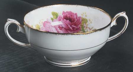 American Beauty (White Background) Footed Cream Soup Bowl