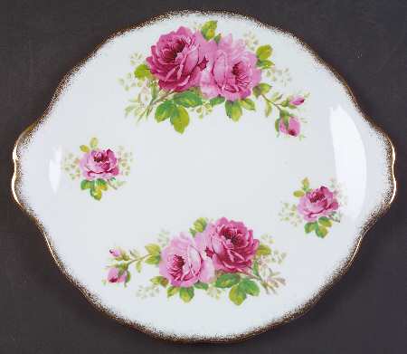American Beauty (White Background) Handled Cake Plate