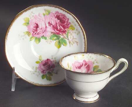 American Beauty (White Background) Footed Demitasse Cup & Saucer Set
