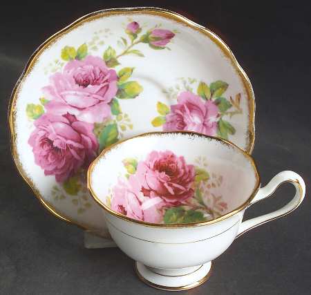 American Beauty (White Background) Footed Cup & Saucer Set