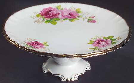American Beauty (White Background) 9" Diameter Pedestal Cake Stand