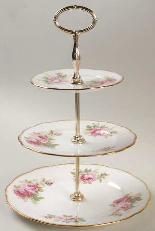 American Beauty (White Background) 3-Tiered Serving Tray (DP, SP, BB)