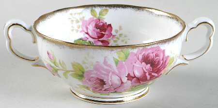 American Beauty (White Background) Footed Cream Soup Bowl