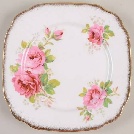 American Beauty (White Background) Square Salad Plate