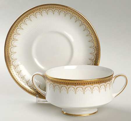 Athena Footed Cream Soup Bowl & Saucer Set