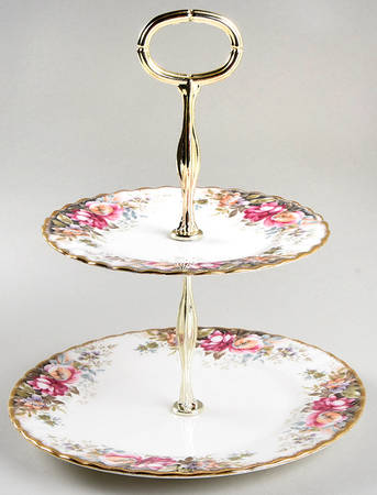 Autumn Roses 2-Tiered Serving Tray (Salad & Bread/Butter Plate)