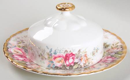 Autumn Roses Round Covered Butter