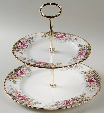 Autumn Roses 6 5/8"-10"  2 Tiered Serving Tray (Dp, Sp) HC