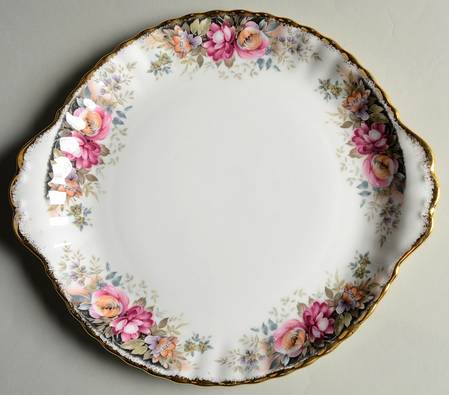 Autumn Roses Handled Cake Plate