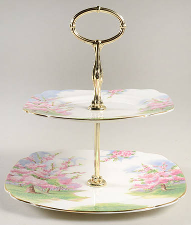 Blossom Time 2 Tiered Serving Tray (Dinner & Salad Plate)