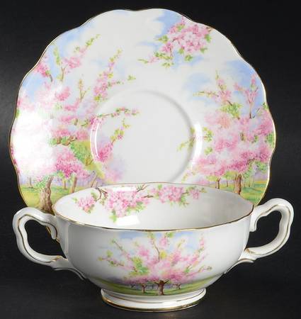 Blossom Time Footed Cream Soup Bowl & Saucer Set