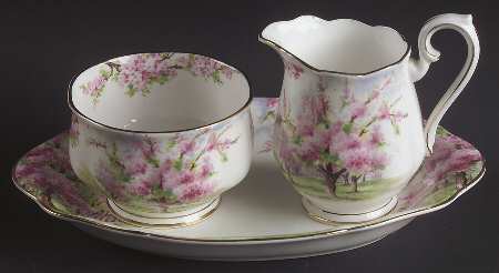 Blossom Time Mini Creamer & Open Sugar with Tray