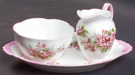 Blossom Time Series Mini Creamer & Open Sugar with Tray