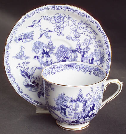 Blue Willow Footed Cup & Saucer Set