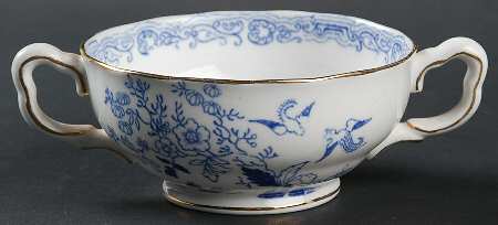 Blue Willow Footed Cream Soup Bowl