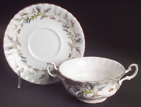 Brigadoon Footed Cream Soup Bowl & Saucer Set