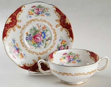 Canterbury Footed Cream Soup Bowl & Saucer Set