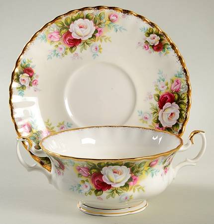 Celebration Footed Cream Soup Bowl & Saucer Set