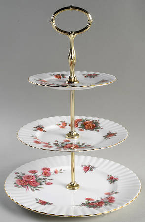 Centennial Rose 3-Tiered Serving Tray (DP, SP, BB)