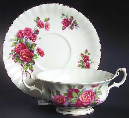 Centennial Rose Footed Cream Soup Bowl & Saucer Set