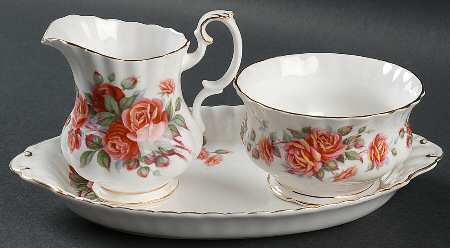 Centennial Rose Mini Creamer & Open Sugar with Tray
