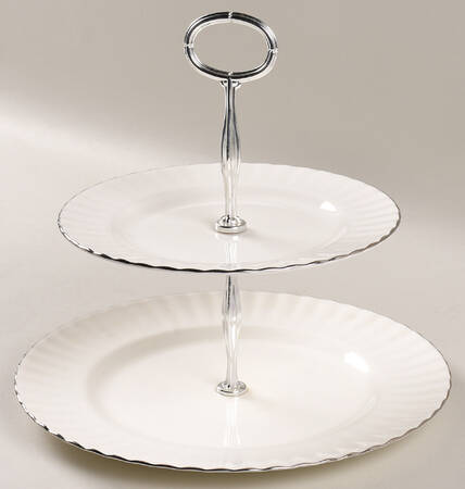 Chantilly Platinum 2 Tiered Serving Tray (Dinner & Salad Plate)
