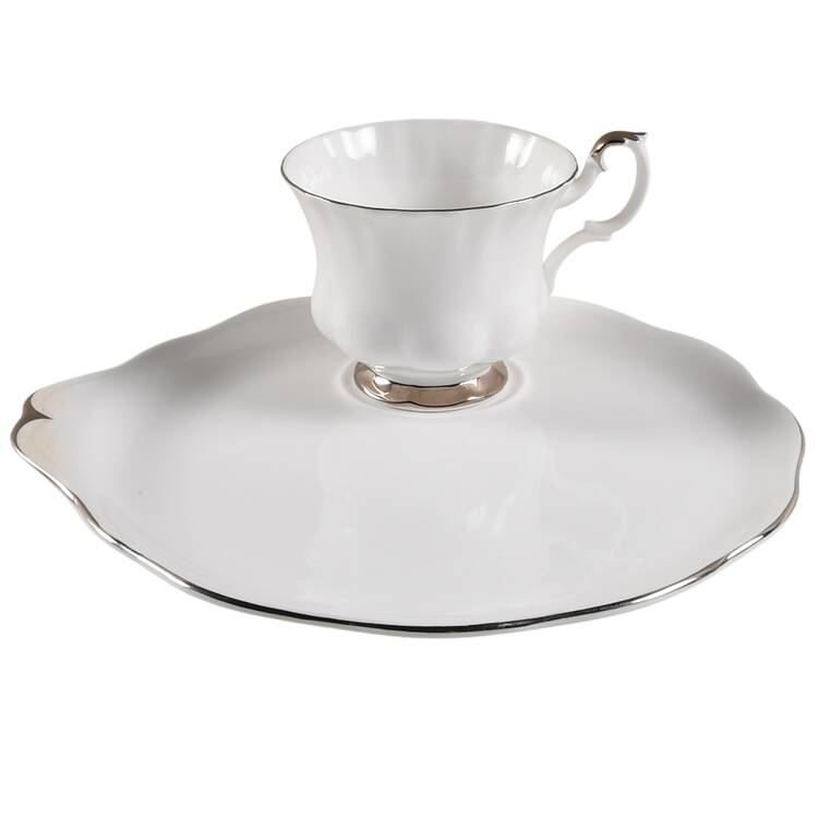Chantilly Platinum Snack Plate & Cup Set
