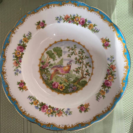Chelsea Bird Blue Rim Soup Bowl