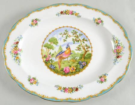 Chelsea Bird Blue 13" Oval Serving Platter