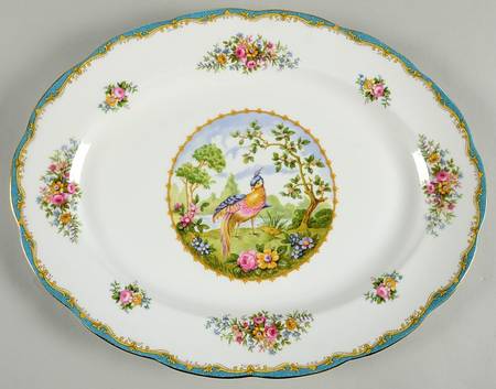 Chelsea Bird Blue 15" Oval Serving Platter