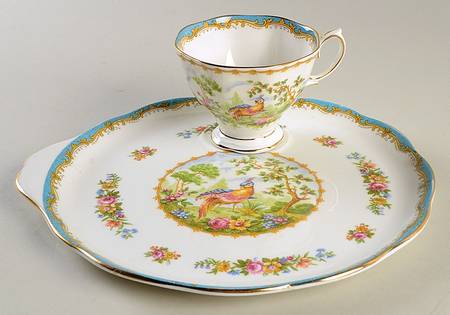 Chelsea Bird Blue Snack Plate & Cup Set