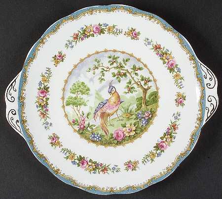 Chelsea Bird Blue Handled Cake Plate