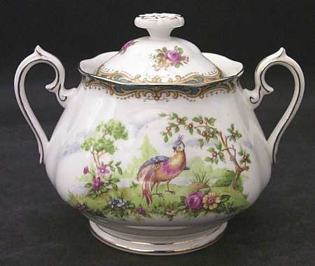 Chelsea Bird Blue Sugar Bowl & Lid