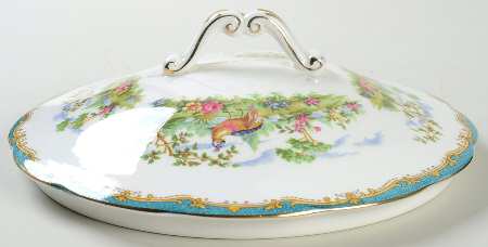 Chelsea Bird Blue Lid for Round Vegetable